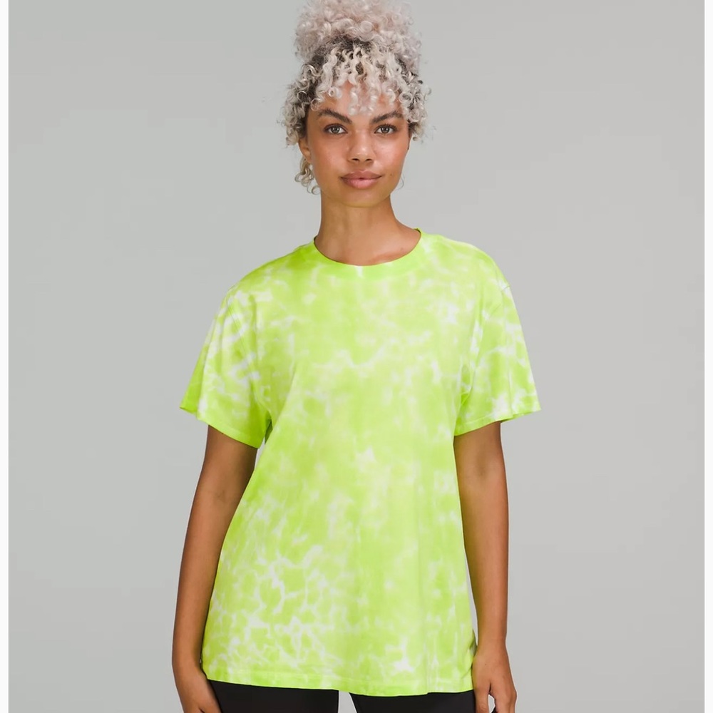 Lululemon All Yours Cotton T-Shirt Tie Dye Green Size 4 NWT